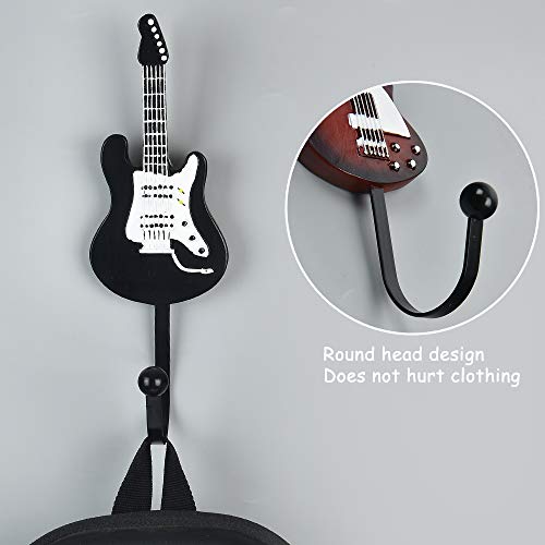Kungyo Vintage Guitar Shaped Decorative Hooks Rack Hangers For Hanging Clothes Coats Towels Keys Hats Metal Resin Hooks Wall Mounted Heavy Duty (3-Pack) (Guitar Hook-B) #TOP2