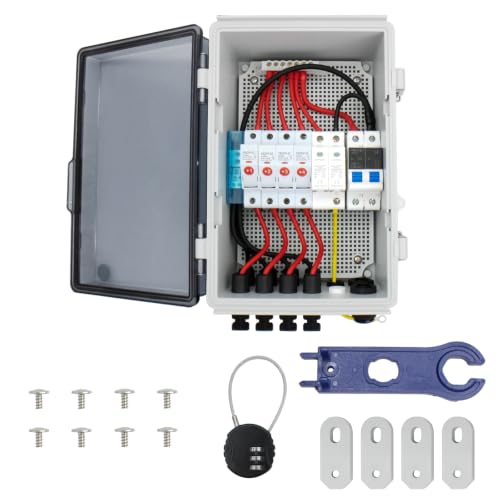 Transparent 4 String Solar Combiner Box, 500V DC Breaker, 15A Fuse