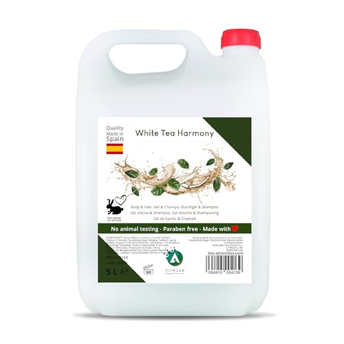 Vitacab Gel Douche et Shampooing 2 en 1 White Tea Harmony – Bidon de 5 litres, gel lavant corps cheveux, formule douce usage fréquent, nettoyage efficace, parfum délicat et sensation de fraîcheur