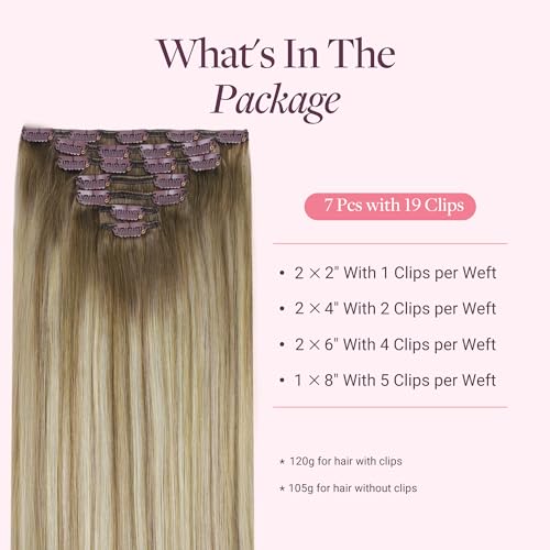 Image of GOO GOO Clip in Hair Extensions Real Human Hair Blonde Remy Extensions