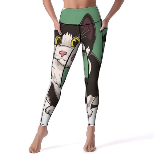 Legging chat drôle de yoga taille haute pour le jogging