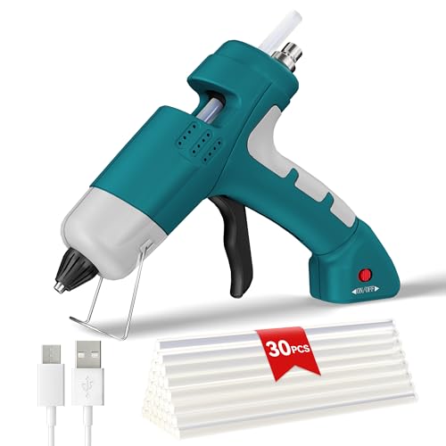 20W Cordless Hot Melt Glue Gun with Type-C Charging,Fast Heating Portable Handmade Glue Gun and Sticks Set with 30 PCS Glue Sticks for DIY&Arts&Crafts,Home Repair