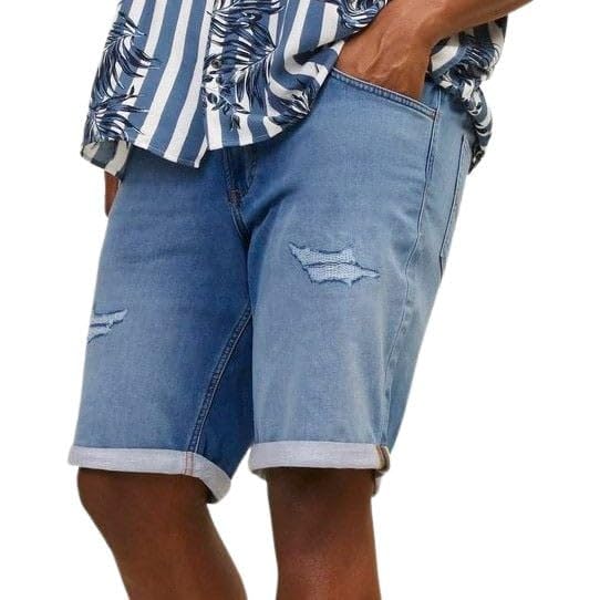 Short Jack & Jones Rick Icon homme grande taille bermuda en jean bleu stretch décontracté