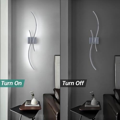 Image of CANEOE Modern Led Wall Light, 39inch Chrome Indoor Led Wall Sconce Lighting, Bathroom Vanity Light Fixtures Over Mirror for Living Room Hallway Bedroom Bedside Wall Lamp (Chrome,6000K,2 Packs)