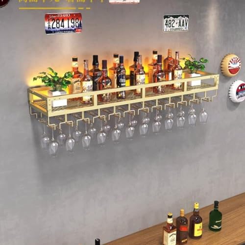 Casier à vin mural LED avec support de verre inversé et étagères - 4