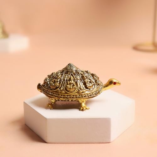 Image of The Spiritual Living Finecrafted Brass Kachua for Good Luck | 2 Inch | Tortoise for Home | Shri Yantra On Tortoise Small | वास्तु उपाय | Ashta Lakshmi | Turtle Showpiece for Prosperity | Feng Shui |