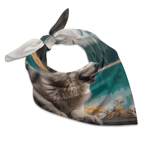 Wolf Head Scarf Like Silk Scarf Lightweight Fashion Satin Hair Bandanas for Women Boho Headscarf Hair Wrap Bandana Headband Handkerchief Silk Scarves for Bag Purse Neck 25 Inch