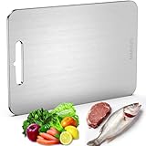 Cutting Board,304 Foodgrade Stainless Steel Cutting Board for Kitchen,Dishwasher Safe,Double-sided Chopping Board for Meat,Vegetables or Fruit,M 13.4"*9"