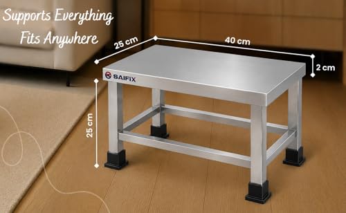 Image of MILAD SAIFIX Stainless Steel Small Stool for Home, Kitchen, Bathroom & Living Room | Heavy Duty Rust Proof | Multipurpose Sitting & Utility Stool | Durable & Stable Design (40 L x 25 W x 25 H CM's)