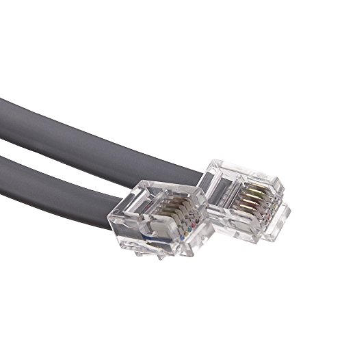 Cablewholesale 25 Feet Telephone Cord For Voice (Voip), Rj11 Plug Gold Plated Connectors, 6P / 6C, Silver Satin, 28Awg, Reverse, Rj12 Phone Cable #TOP24