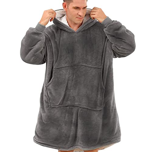 YOULIKE Sweat à Capuche Oversize Sherpa - Couverture Super Douce et Chaude - Confortable - Taille Unique - pour Hommes, Femmes, Filles, garçons, Amis(Gris)