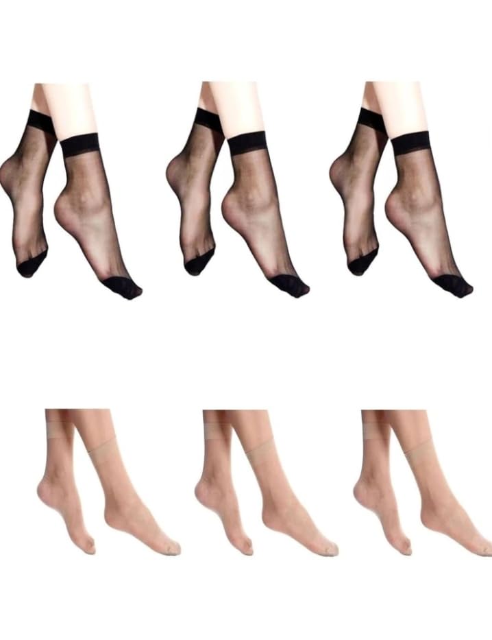 t trendy mart Women’s Ultra Thin Transparent Net Socks | 6 Pairs (3 Skin + 3 Black) | Stylish Non Thumb Style | Hot & Trendy Hosiery for Ladies | Soft & Breathable-picture-29