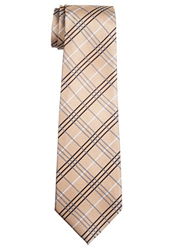 Retreez Classic Plaid Styles Woven Boy's Tie (8-10 Years) - Gold #TOP10