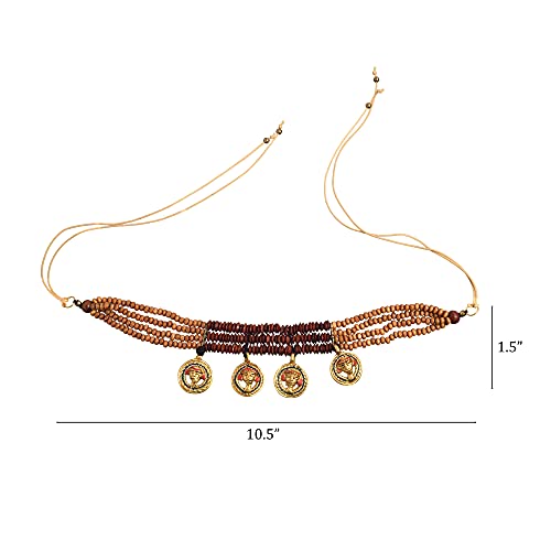 Image of AAKRITI ART CREATIONS Royal Empress Handcrafted Tribal Dhokra Necklace & Choker Collection | Artisan Ethnic Brass Jewelry with Oval & Square Designs, Amulet & Talisman Styles for Women