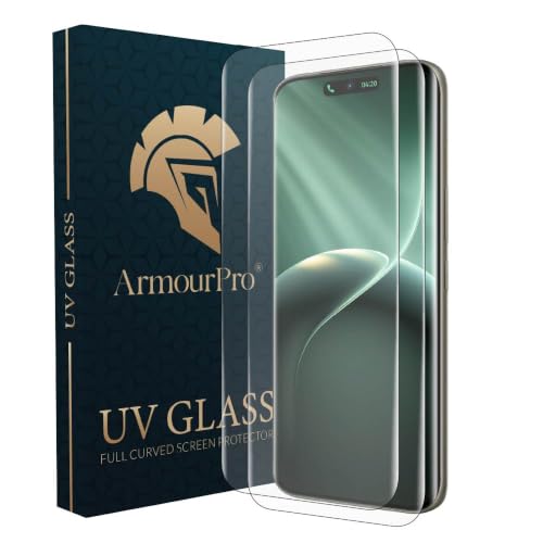 Image of ArmourPro UV Glue Tempered Glass for Tecno Camon 50 Ultra, Pack of 2, Curved Screen Protector, 9H Anti Scratch, Edge to Edge Coverage, HD Clarity, Easy UV Installation Kit