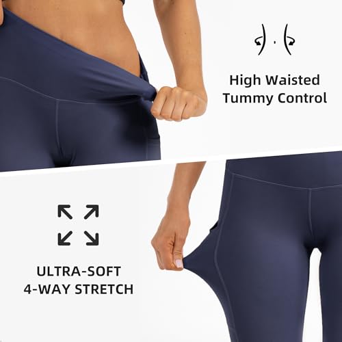 Image of YUDSUD High Waisted Leggings with Pockets for Women, 3 Pack | Tummy Control, Yoga Pants, Running & Daily Wear