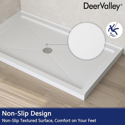 Image of DeerValley 60 inchL X 36 inchW Center Drain Shower Base in White