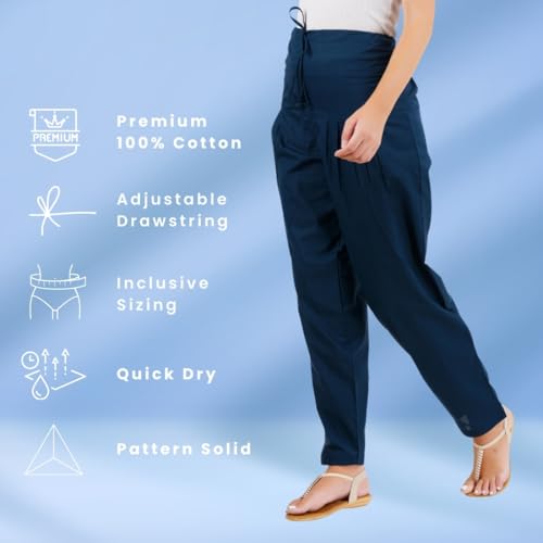 Image of Happy Bunny Salwar Pant - Modern Style Pure Cotton for Women - Ethnic Semi Patiala Trouser - Office,Home - All Day Comfort Wear with Drawstring