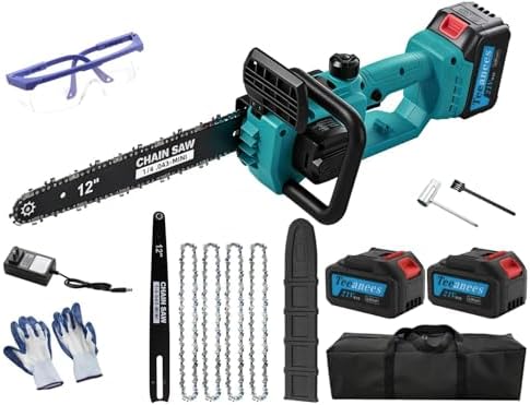 12" Brushless Cordless Chainsaw with 2x4.0Ah Batteries, 1200W Hig...