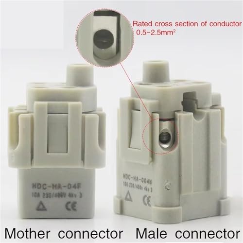 Heavy Duty Connector 5 (4 + 1) 10A 250V HA-005-3 miniatura 2