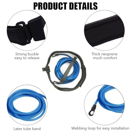 Image of Proberos Swimming Training Swim Belts, Swimming Resistant Belts Waist Belt with 13ft Long Swim Resistance Cord Swim Tether Stationary Swimming Belt for Advanced Swim Training Sessions