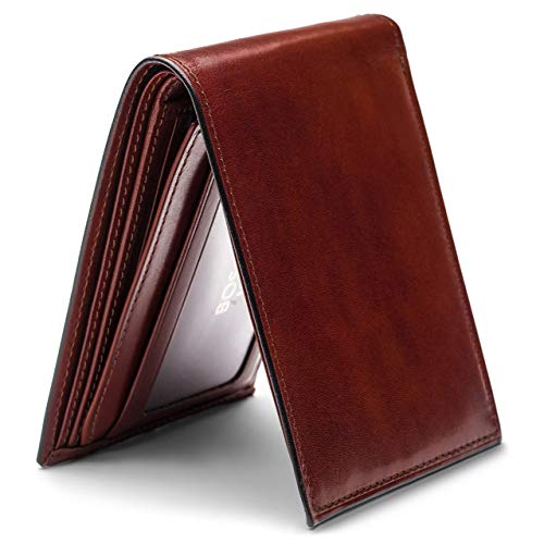 Bosca Men's Old Leather Bifold Wallet with ID Window and Card Slots - Italian Leather, Durable and Stylish, Dark Brown4