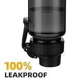 OLDLEY 1L/32oz Water Bottle BPA Free Tritan 1 Litre Clear Water Bottle with Screw Lid & Carry Loop Reusable Leakproof Drinking Bottle for Sports, Gym, School, Outdoor (Black) - Image 3