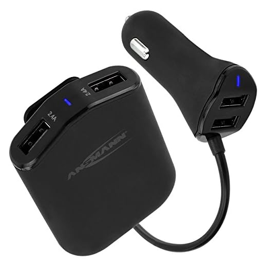ANSMANN 2 x 2 port billaddare – intelligent USB-billaddare för cigarettändare 12 V 9,6 A – strömförsörjning perfekt som biltillbehör för bilresa – kompatibel med iPhone iPad Samsung Huawei Sony
