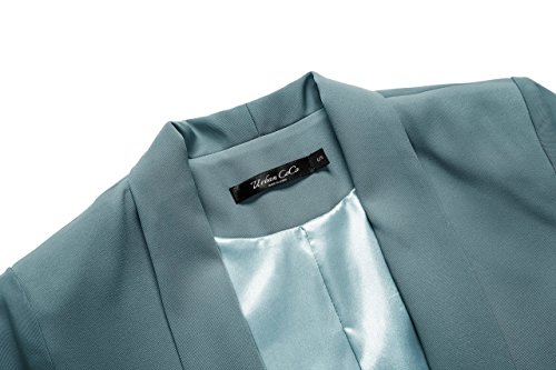 Urban Coco Women's Office Blazer Jacket Open Front (S, Lake Blue) #TOP3