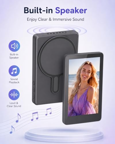 Image of Cason 4'' Touchscreen Magnetic Vlog Selfie Monitor Screen for iPhone & Android,Back Camera,Screen mirroring Device with Bluetooth,Remote & Inbuilt Speaker,Portable Phone Display for You Tube & Reels