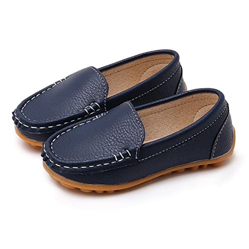 Image of SOFMUO Boys Girls Leather Loafers Slip-On Oxford Flats Boat Dress Schooling Daily Walking Shoes(Toddler /Little Kids)