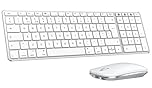 seenda Bluetooth Keyboard and Mouse for Mac, SKM64-2 Multi-Device Rechargeable Slim Keyboard and Mouse Set Compact with Number Pad, Specially for MacBook Pro/Air, iPad, iMac, White and Silver