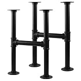 MUZIK 16 Inch Coffee Table Legs, 2 Pcs Industrial Metal Table Legs, Grey Steel Metal Pipes Vintage Furniture Legs