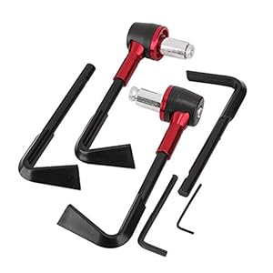 Akozon CNC Moto Poignée Poignée Leviers De Frein Protéger Garde Moto Protecteur Guidon(rouge)