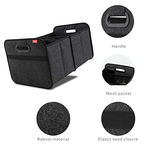 achilles Caja plegable de fieltro para coche, bolsa de la compra, organizador de maletero, bolsa de fieltro para coche, cesta plegable antracita 50cm x 32cm x 27cm - imagen 5