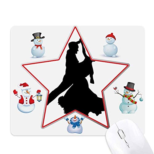 Tapis de souris antidérapant bonhomme de neige duo danse avec motif durable
