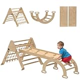 AIYAPLAY 8 en 1 Triangle d'escalade Enfants avec Rampe Double Face, Arc...