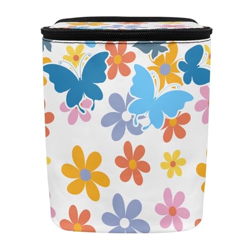 Image of Cute Hippie Flower Car Trash Can Bin Hanging Waterproof Automotive Garbage Cans Large Capacity Waste Basket Automotive Interior Organizer Accessory for Women