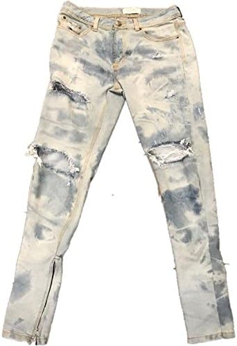 Hand Distressed Fear of God inspired Bleached Indigo Denim