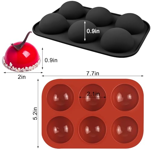 BUSOHA Silicone Molds for Chocolate - 4 Pack 6 Cavity Cake Baking Silicone Molds,Medium Semi Sphere Baking Mold for Making Hot Chocolate Bomb, Jelly, ice cube,Pudding, Dome Mousse