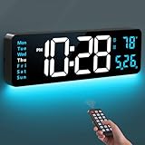 Digital Wall Clock, 16' Large Display Digital Clock with Night Light, Wall Clock with DST, Alarm, LED, Date, Week, Temp for Living Room, Bedroom, Classroom Decor, Birthday Gift for Senior Mom Dad