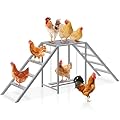 Chicken Coop Perches with Swing, Chicken Roosting Bars, Chicken Run Accessories Toy, Wooden Chicken Ladder for Pet's Healthy & Happy, Sturdy and Easy to Clean, Suitable for Backyard Farm,Gray