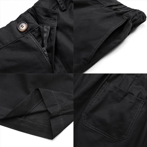 Image of Oymyakon Men's 6 Inch Shorts Casual Cotton Flat Front Chino Shorts Summer Elastic Waist Pull On Short with Pockets