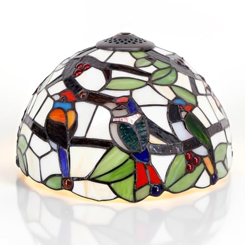 Image of Tiffany Lamp Shade Replacement Only 12X6 Inch Stained Glass Style Lampshade with Cap fit for Table lamp Pendant Light Ceiling Fixture (Stained Glass)