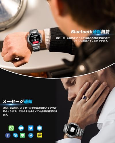 undefined スマートウォッチ【2025年業界新登場 ChatGPT搭載】高輝度懐中電灯 軍用規格 Bluetooth5.3通話 スポーツウォッチ 3ATM防水 耐衝撃 GPS運動軌跡記録 腕時計 長持ちバッテリー 100+運動モード DIY文字盤 高度計 気圧計 コンパス Lineなどアプリ通知 歩数計 iPhone アンドロイド対応 日本語説明書 の商品画像 1