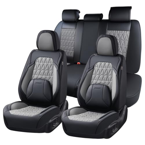 Image of Coverado Car Seat Covers Full Set, Automotive Front and Rear Seat Covers with Backrest, Nappa Leather Car Seat Protectors Waterproof, Universal for Most Vehicles
