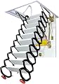 Concertina Loft Ladder Alloy Attic Access Ladder Wall Mounted Loft Ladder Non-Slip Carbon Steel Attic Stairs Pull Down Attic Ladder Folding Telescoping Ladder for Narrow Spaces