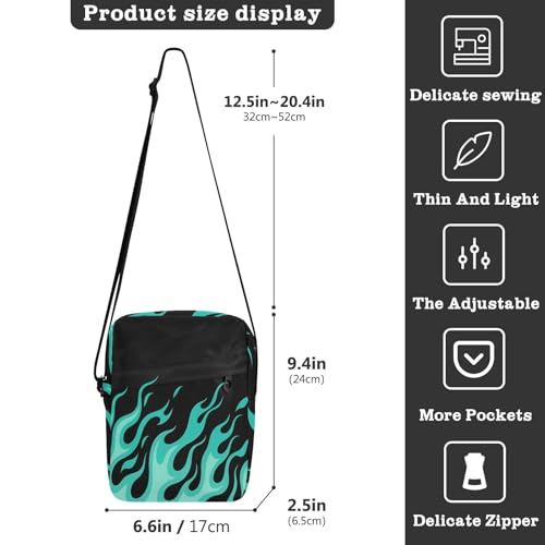 crossbody messenger bag shoulder bags Shoulder Hand Bags Adjustable Strap for School School- Flowing Fire Giraffe Mint Green3