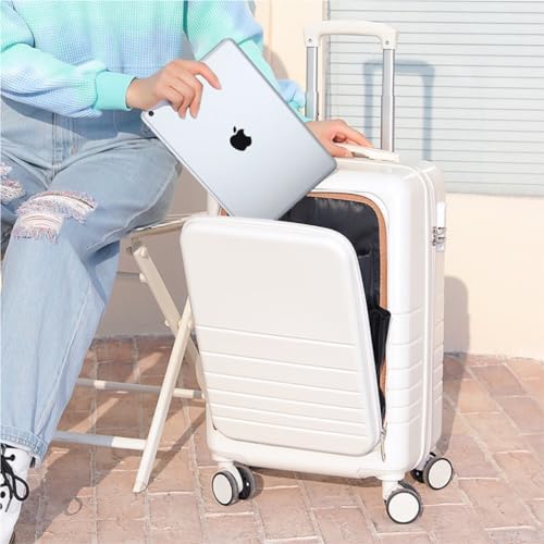 Duffle Bag Fashionable Front-opening Trolley Suitcase, Side-opening Suitcase, Women's Spinner Accommodation Suitcase Suitcase Tags(Nero,A)4