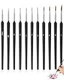 HUVZOR Set di 11 Pennelli per Dipingere Fini, Pennelli Fine da Pittura per Acrilico, Acquerello, Olio e Modellismo, Pennello Sottili Miniature per Precisione Ritocco